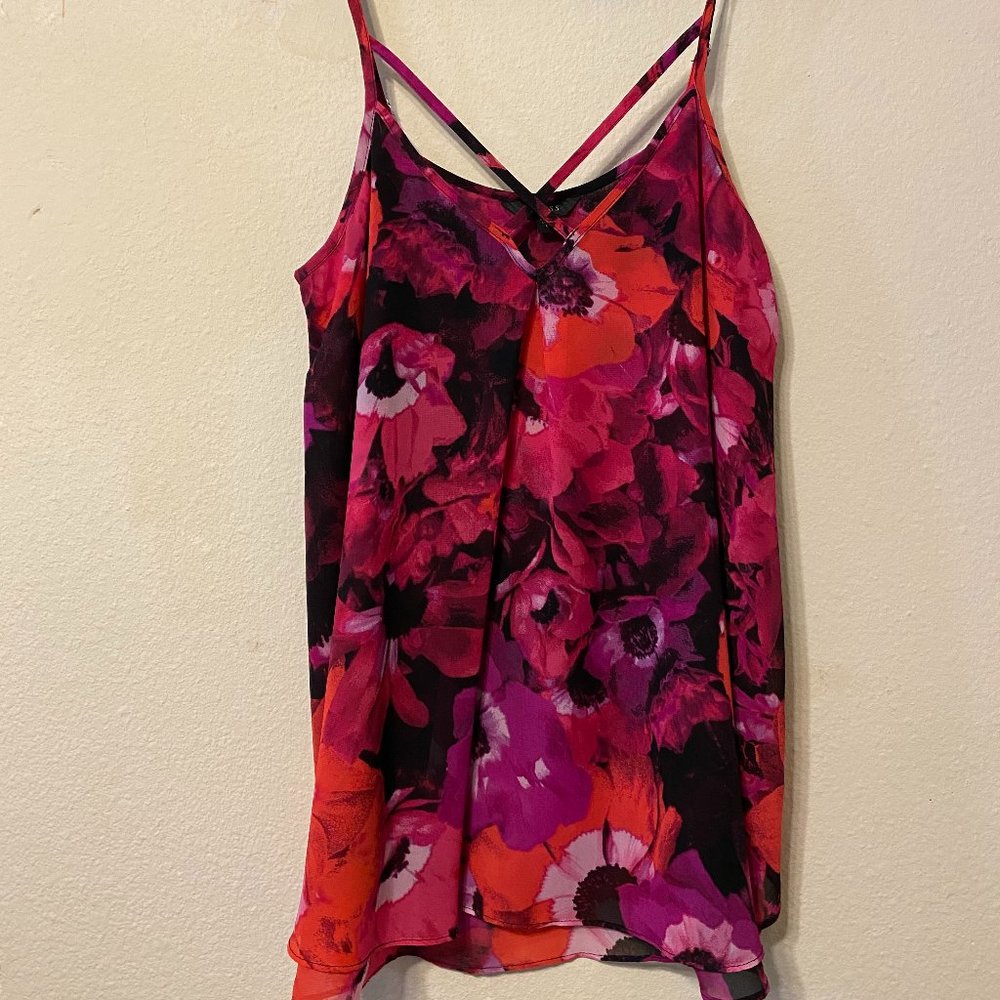 Guess Cross Front Floral Tank